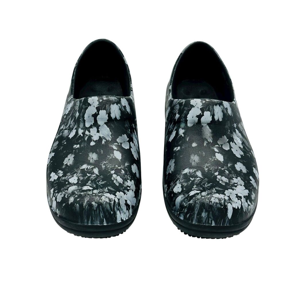 CROCS Neria Pro II Graphic Clogs Floral Flowers 205385 Womens Size 9 Black Gray - Picture 3 of 8